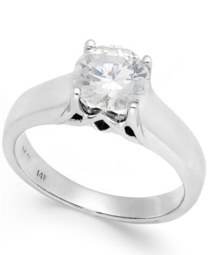 Solitaire Diamond Engagement Ring In 14k White Gold (1-1/2 Ct. T.w.)