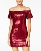 As U Wish Juniors' Sequined Off-the-shoulder Bodycon Dress