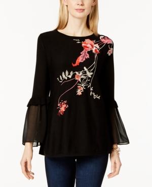 Alfani Embroidered Tunic Sweater, Created For Macy's