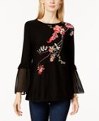 Alfani Embroidered Tunic Sweater, Created For Macy's
