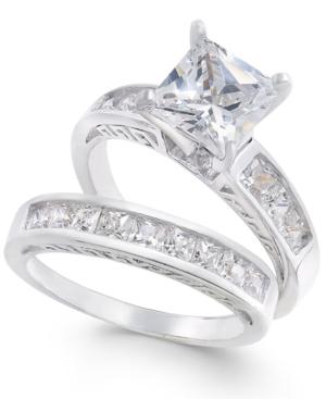 Giani Bernini 2-pc. Set Cubic Zirconia Princess-cut Rings In Sterling Silver, Only At Macy's