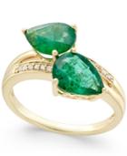 Emerald (4 Ct. T.w.) And Diamond Accent Statement Ring In 14k Gold, Created For Macy's