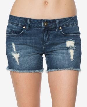 O'neill Juniors' Scout Ripped Blue Grass Wash Denim Shorts
