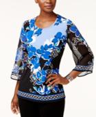 Jm Collection Printed Embellished Top, Only At Macy's