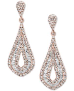 Classique By Effy Diamond Baguette Drop Earrings (1-1/2 Ct. T.w.) In 14k Rose Gold