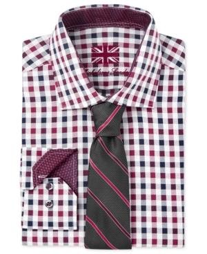 Michelsons Of London Men's Slim-fit Black/red Check Dress Shirt
