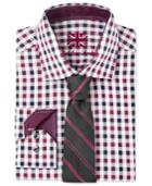 Michelsons Of London Men's Slim-fit Black/red Check Dress Shirt