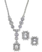 Charter Club Silver-tone Crystal Pendant Necklace & Matching Stud Earrings