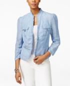 Inc International Concepts Ruffle-trim Linen Jacket, Created For Macy's
