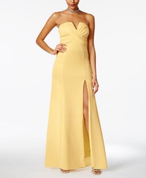 B Darlin Juniors' Strapless Sweetheart Slit Gown