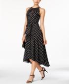 Tahari Asl Dot-print High-low Midi Dress