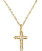 Diamond Accent Cross Pendant Necklace In 14k Gold