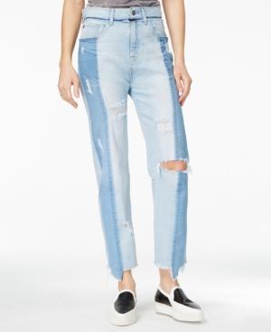 M1858 Frida Ripped Light Wash Straight-leg Jeans