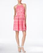 Calvin Klein Printed Halter Fit & Flare Dress