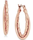 Charter Club Rose Gold-tone Textured Twist Hoop Earrings, Only At Macy's
