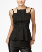 Material Girl Juniors' Strappy Pinstriped Peplum Top, Only At Macy's
