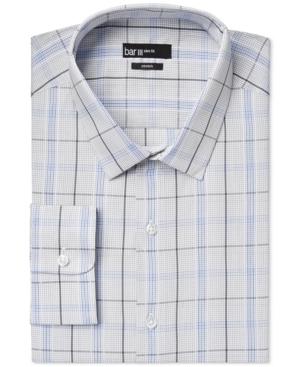 Bar Iii Slim-fit Deep Blue Modern Plaid Dress Shirt, Only At Macy's