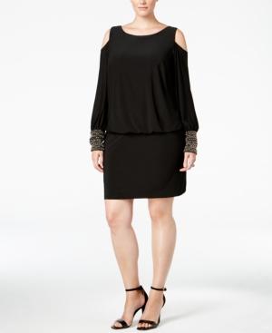 Xscape Plus Size Embellished Cold-shoulder Dress
