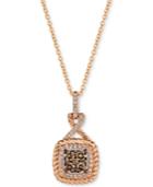 Le Vian Chocolatier Diamond Cluster Rope-look 18 Pendant Necklace (3/8 Ct. T.w.) In 14k Rose Gold