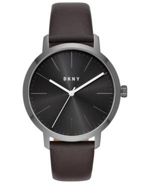 Dkny Men's Modernist Brown Leather Strap Watch 44mm, Created For Macy's