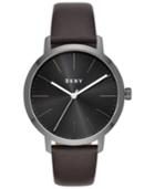 Dkny Men's Modernist Brown Leather Strap Watch 44mm, Created For Macy's