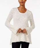 Style & Co. Metallic Lace-hem Sweater, Only At Macy's