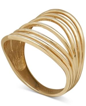 Seven Row Polished Statement Ring In 18k Gold