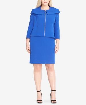 Tahari Asl Plus Size Shoulder-cape Skirt Suit