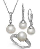 Cultured Freshwater Pearl (8-9mm) And White Topaz (3/4 Ct. T.w.) Jewelry Set In Sterling Silver