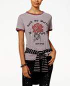 Rebellious One Juniors' Rock My World Graphic Ringer T-shirt