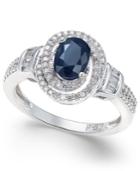 Sapphire (7/8 Ct. T.w.) And Diamond (3/8 Ct. T.w.) Ring In 10k White Gold