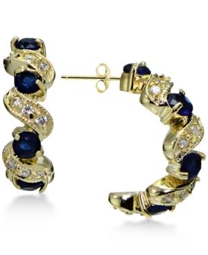 Giani Bernini Blue And White Cubic Zirconia Swirl Hoop Earrings In 18k Gold-plated Sterling Silver, Only At Macy's