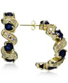 Giani Bernini Blue And White Cubic Zirconia Swirl Hoop Earrings In 18k Gold-plated Sterling Silver, Only At Macy's