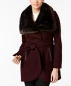 French Connection Faux-fur-collar Asymmetrical Coat