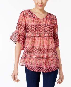 Style & Co Printed Ruffled Top, Only At Macy's