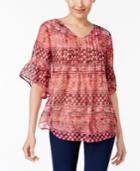 Style & Co Printed Ruffled Top, Only At Macy's