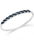 Wrapped In Love White And Blue Diamond Bracelet In Sterling Silver (1 Ct. T.w.)