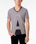 Armani Exchange Men's Ax Stripe Logo Cotton V-neck T-shirt