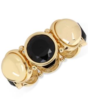M. Haskell For Inc Gold-tone Jet And Neutral Beaded Stretch Bracelet, Only At Macy's
