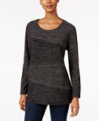 Style & Co Petite Rhinestone Marled Top, Created For Macy's