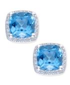 Blue Topaz (2 Ct. T.w.) And Diamond (1/8 Ct. T.w.) Halo Stud Earrings In Sterling Silver