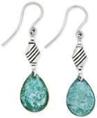 Jody Coyote Green Patina Drop Earrings In Sterling Silver, Pewter And Brass
