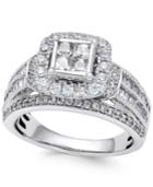 Diamond Quad Cluster Engagement Ring (1-1/2 Ct. T.w.) In 14k White Gold
