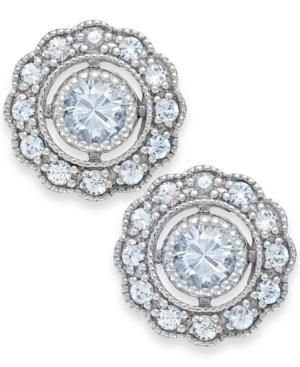 White Sapphire Stud Earrings In 14k White Gold (7/8 Ct. T.w.)