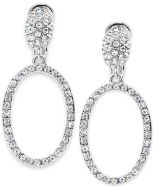 Anne Klein Pave Drop Hoop Clip-on Earrings
