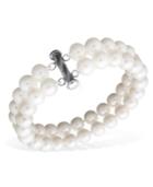 Pearl Bracelet, Sterling Silver Cultured Freshwater Pearl Two Row (8-1/2-9-1/2mm)