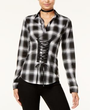 Polly & Esther Juniors' Corset Plaid Shirt