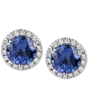 Tanzanite (1-3/4 Ct. T.w.) And Diamond (1/6 Ct. T.w.) Stud Earrings In 14k White Gold