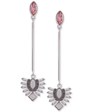 Guess Silver-tone Crystal & Stone Linear Drop Earrings
