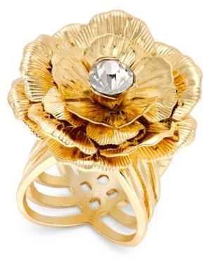 Thalia Sodi Gold-tone Crystal Flower Crisscross Ring, Only At Macy's